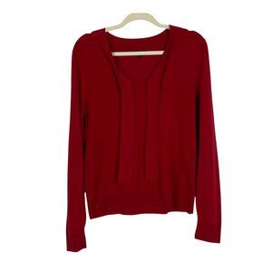 Talbots Red Maroon Tie Neck Lightweight Sweater Long Sleeve Size Large